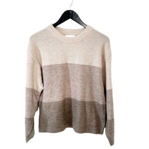 H&M Brown Neutral Soft Wool Blend Crewneck Pullover Sweater